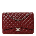 Caviar Quilted Maxi Double Flap Dark Red