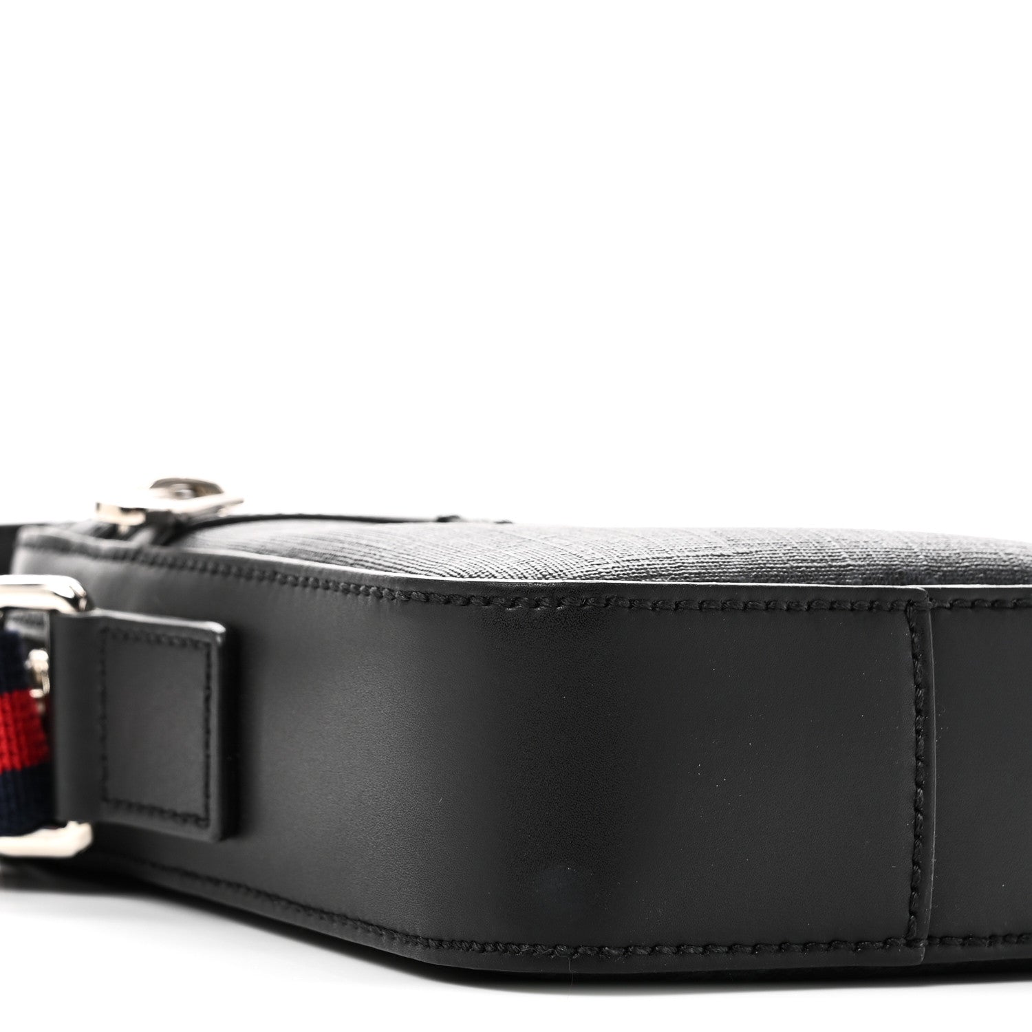 GG Supreme Monogram Appia Calfskin Web Small Camera Messenger Bag Black Grey