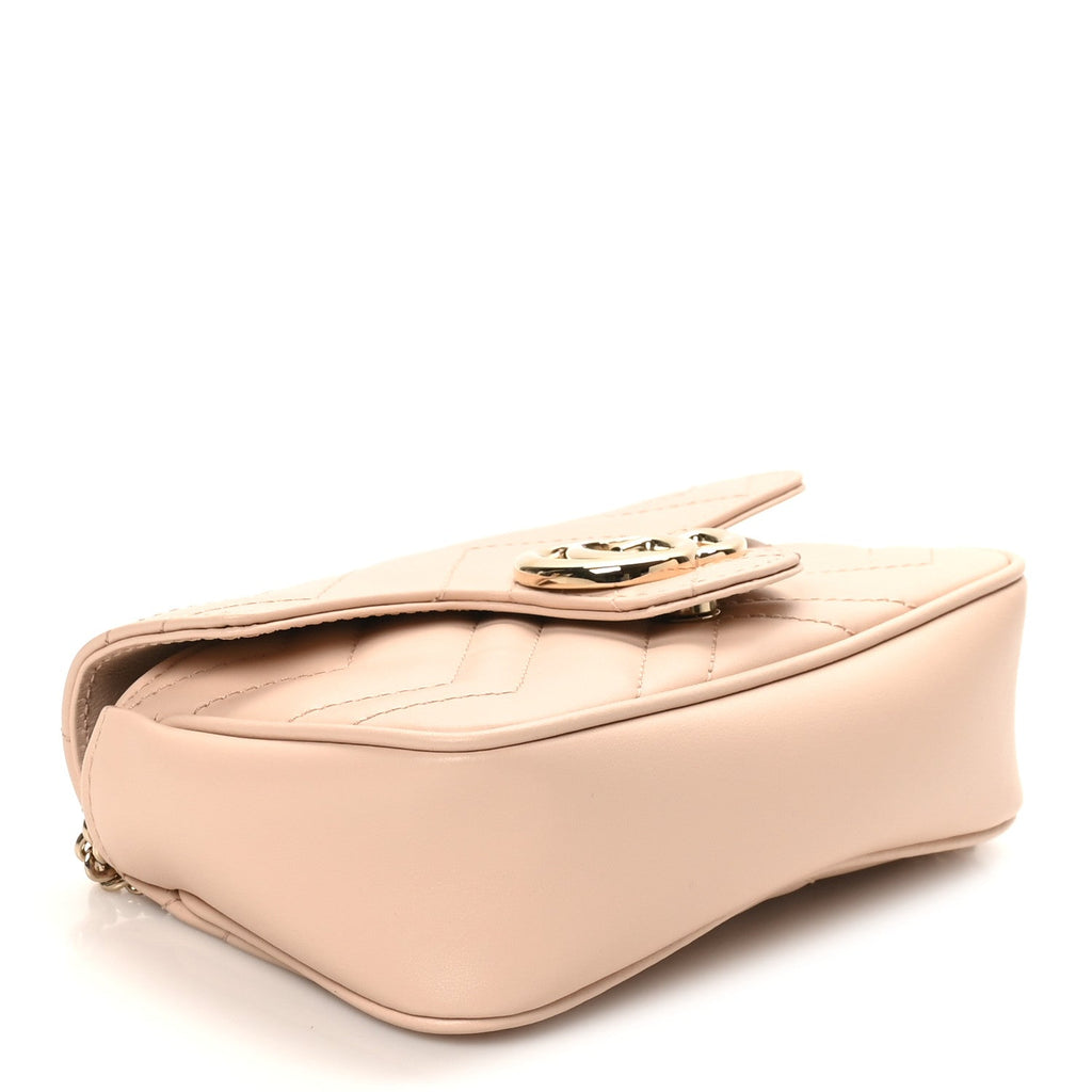 Calfskin Matelasse Super Mini GG Marmont Shoulder Bag Porcelain Rose