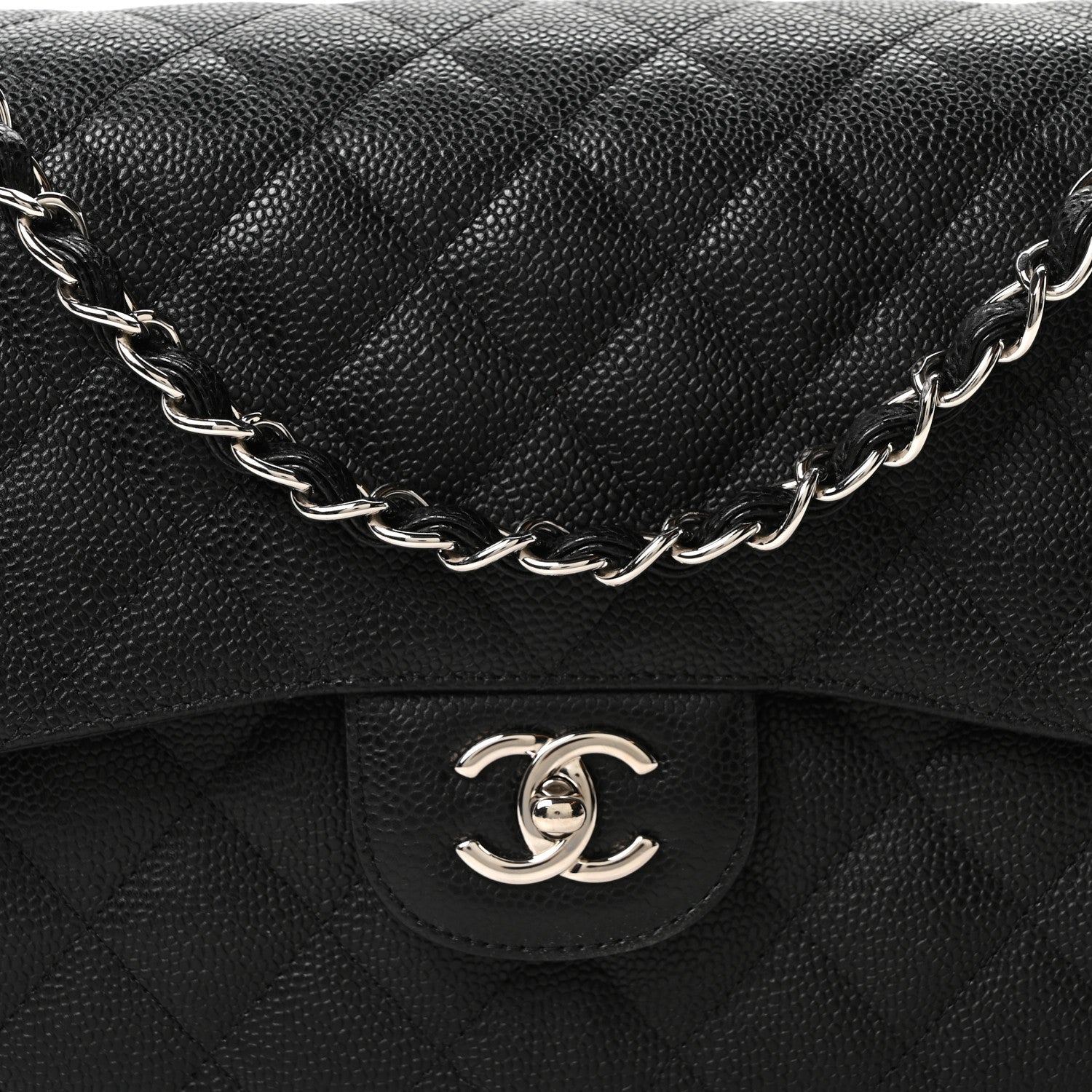 Caviar Quilted Jumbo Double Flap Black