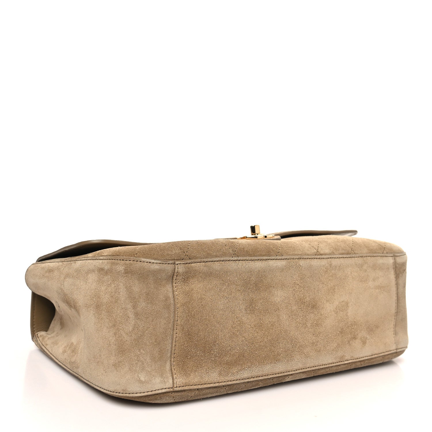 Suede Calfskin Small Souplissimo Maxi Flap Dark Beige