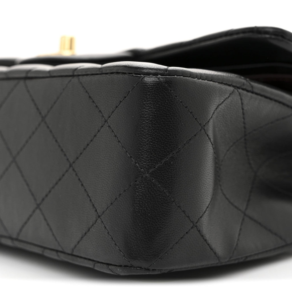 Lambskin Quilted Small Double Flap Black