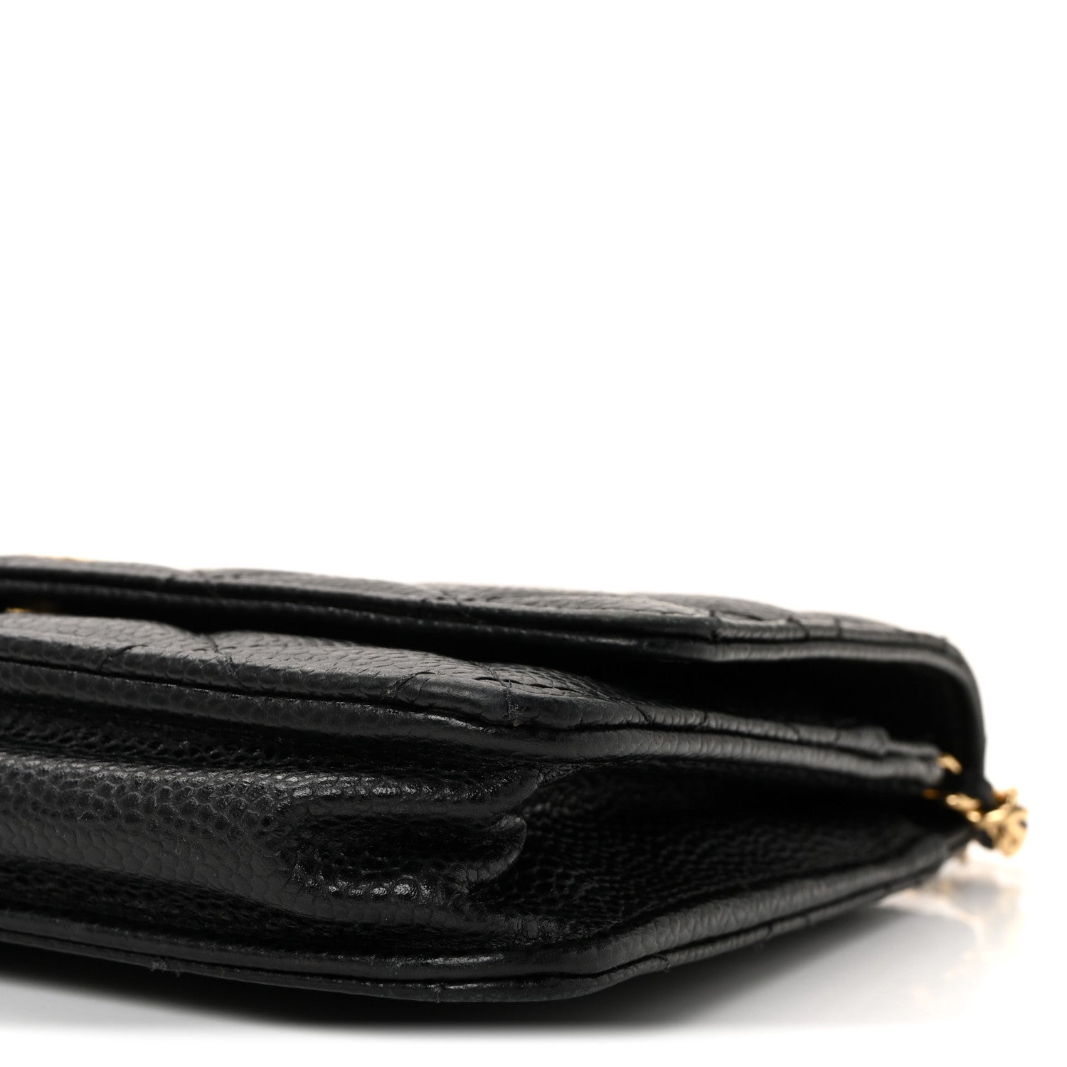 Caviar Quilted Wallet on Chain WOC Black