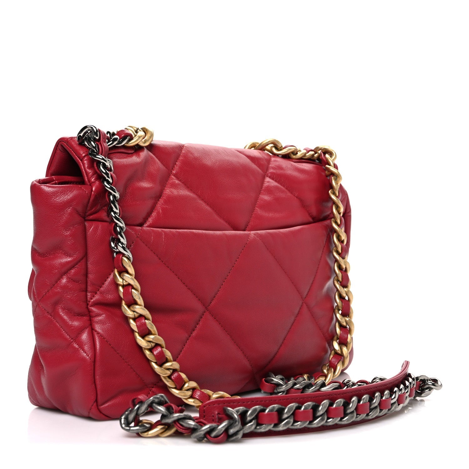 Lambskin Quilted Large Chanel 19 Flap Red