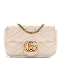 Calfskin Matelasse Super Mini GG Marmont Shoulder Bag White
