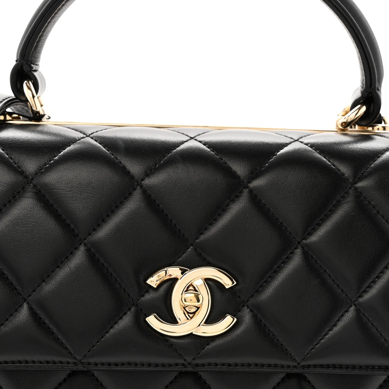 Lambskin Quilted Medium Trendy CC Flap Dual Handle Bag Black