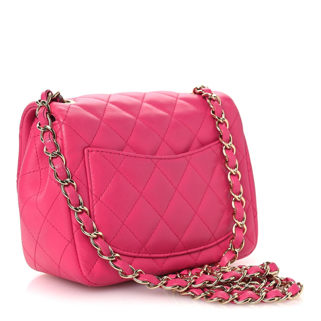 Lambskin Quilted Mini Square Flap Pink