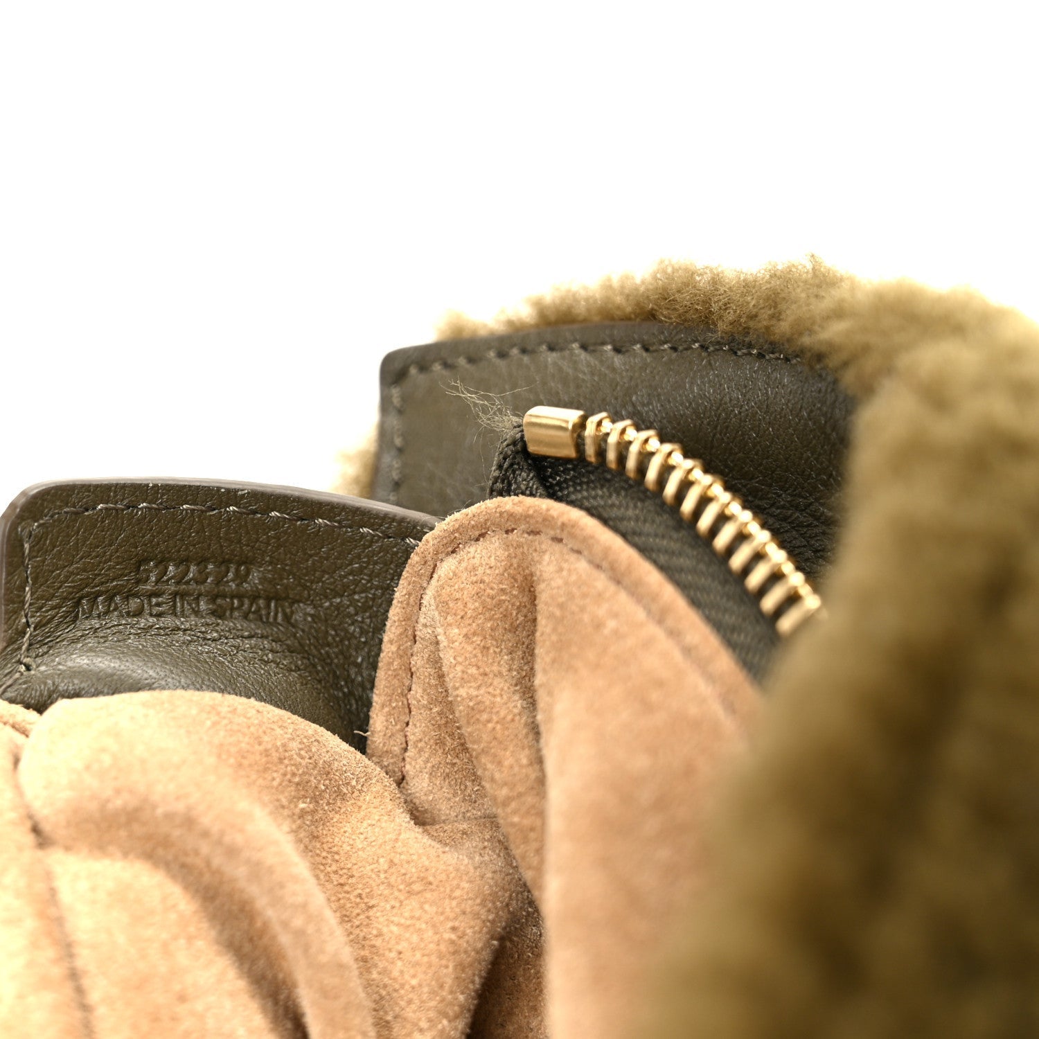 Shearling Small Puzzle Edge Bag Dark Khaki