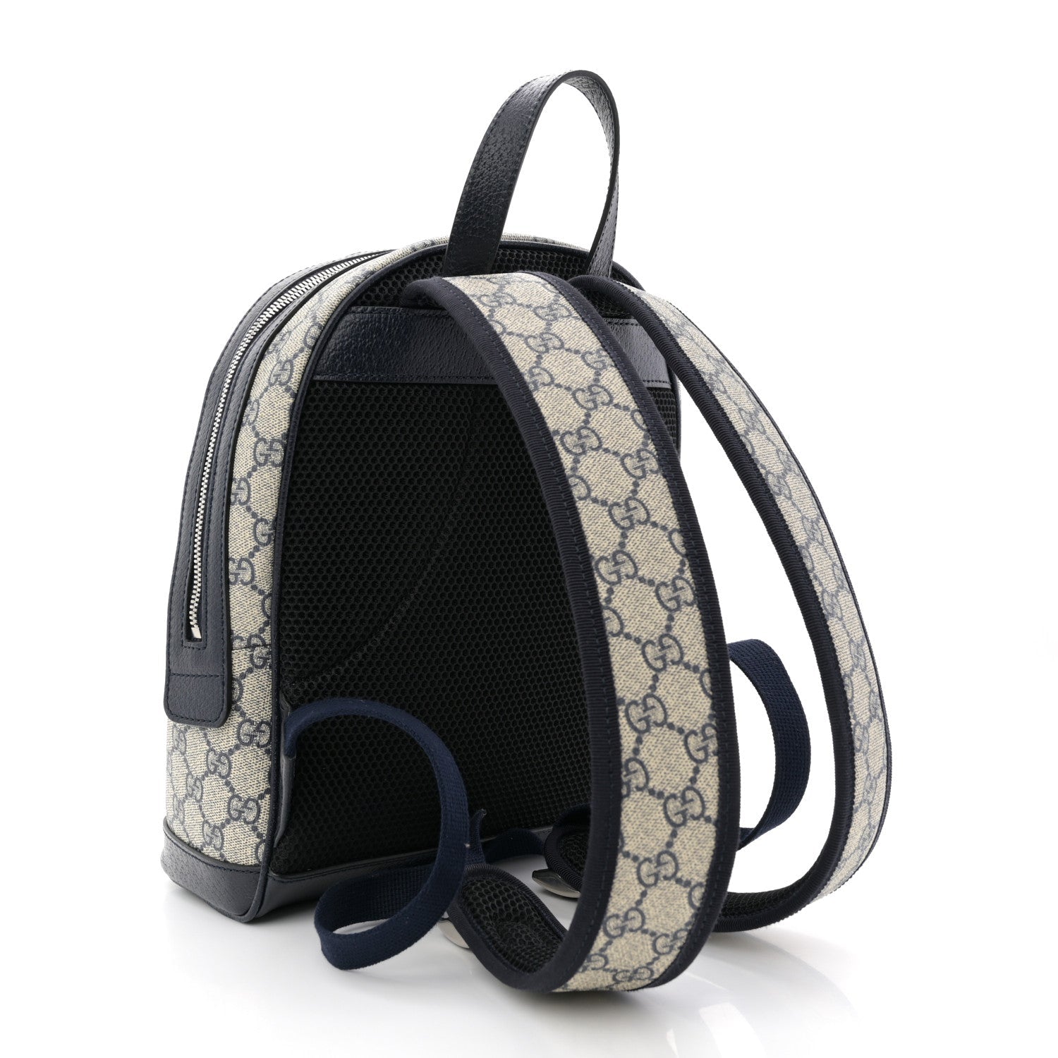 GG Supreme Monogram Textured Dollar Calfskin Web Small Ophidia Day Backpack Beige Blue Black