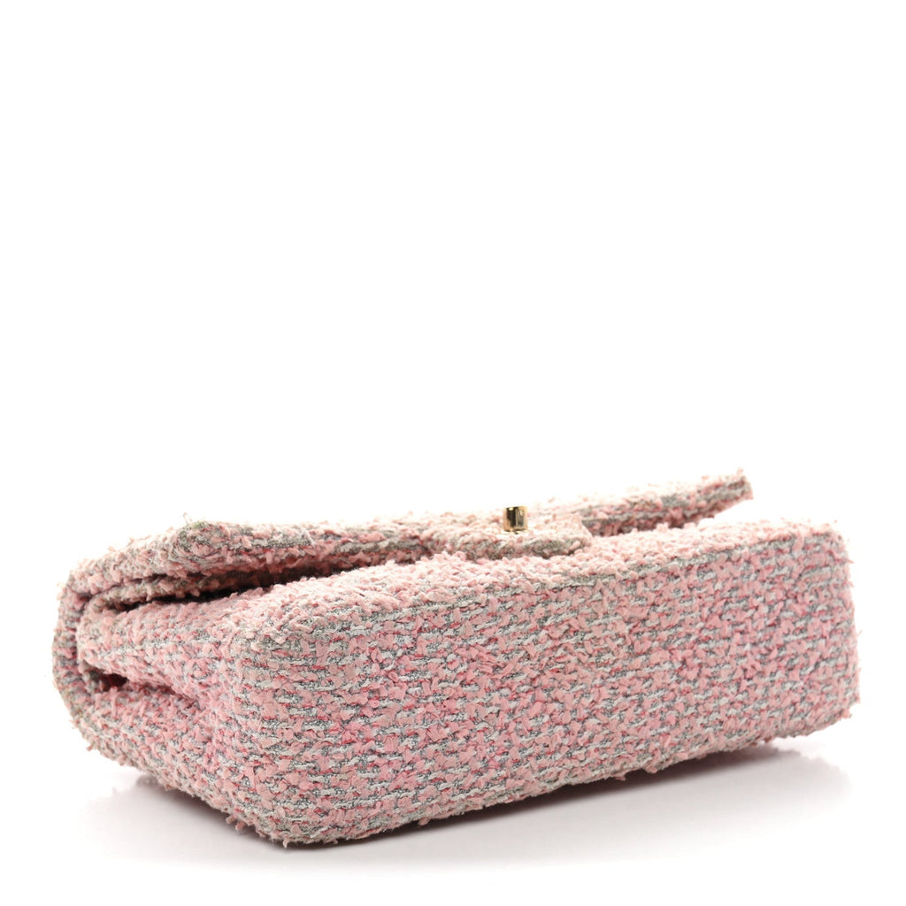 Tweed Medium Double Flap Pink