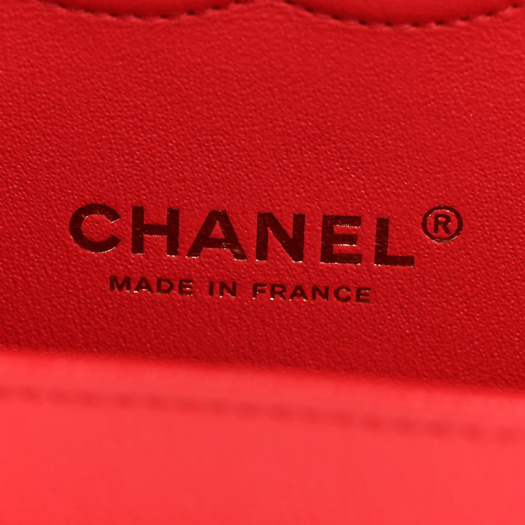 Caviar Quilted Medium Double Flap Red