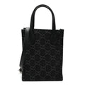 Denim Cuoio Harness GG Monogram Mini Ophidia Tote Bag Black Medium Grey