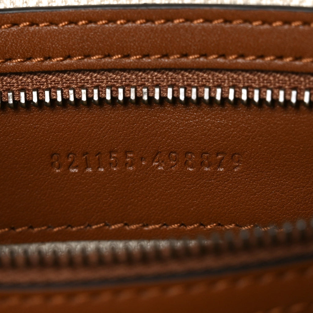 GG Supreme Monogram Textured Calfskin Emblem Small Crossbody Beige Ebony Old Sundial