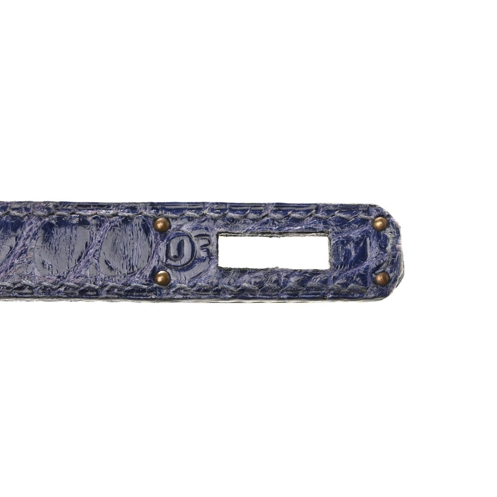 Shiny Alligator Mini Kelly Sellier 20 Bleu Roi