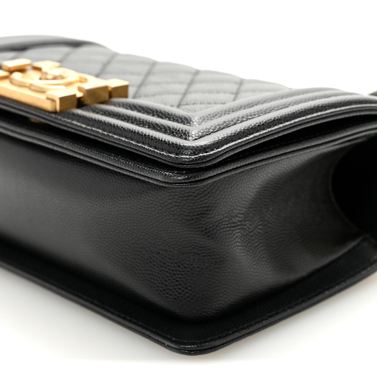 Caviar Quilted Small Boy Flap Black