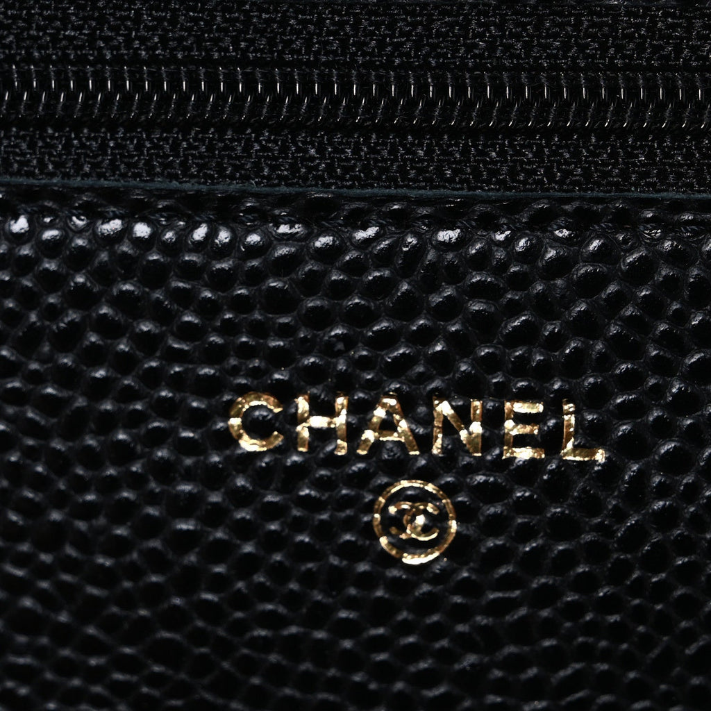 Caviar Quilted Wallet on Chain WOC Black