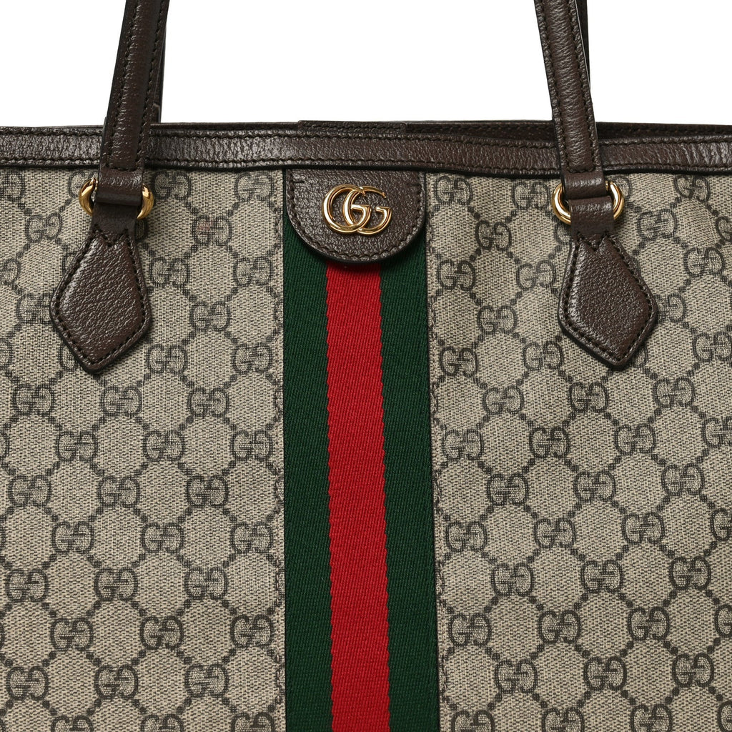 GG Supreme Monogram Medium Ophidia Shopping Tote Brown