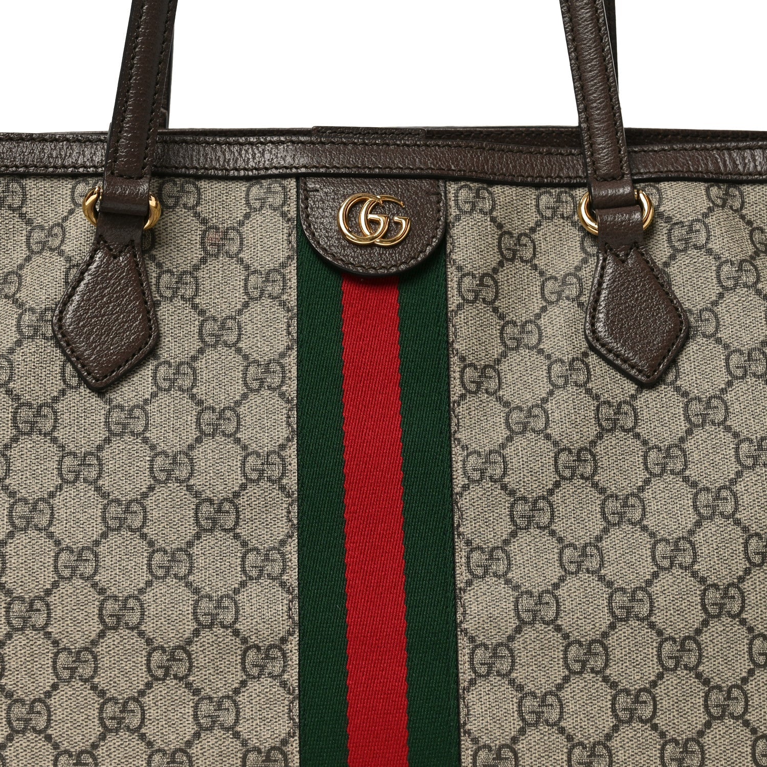 GG Supreme Monogram Medium Ophidia Shopping Tote Brown