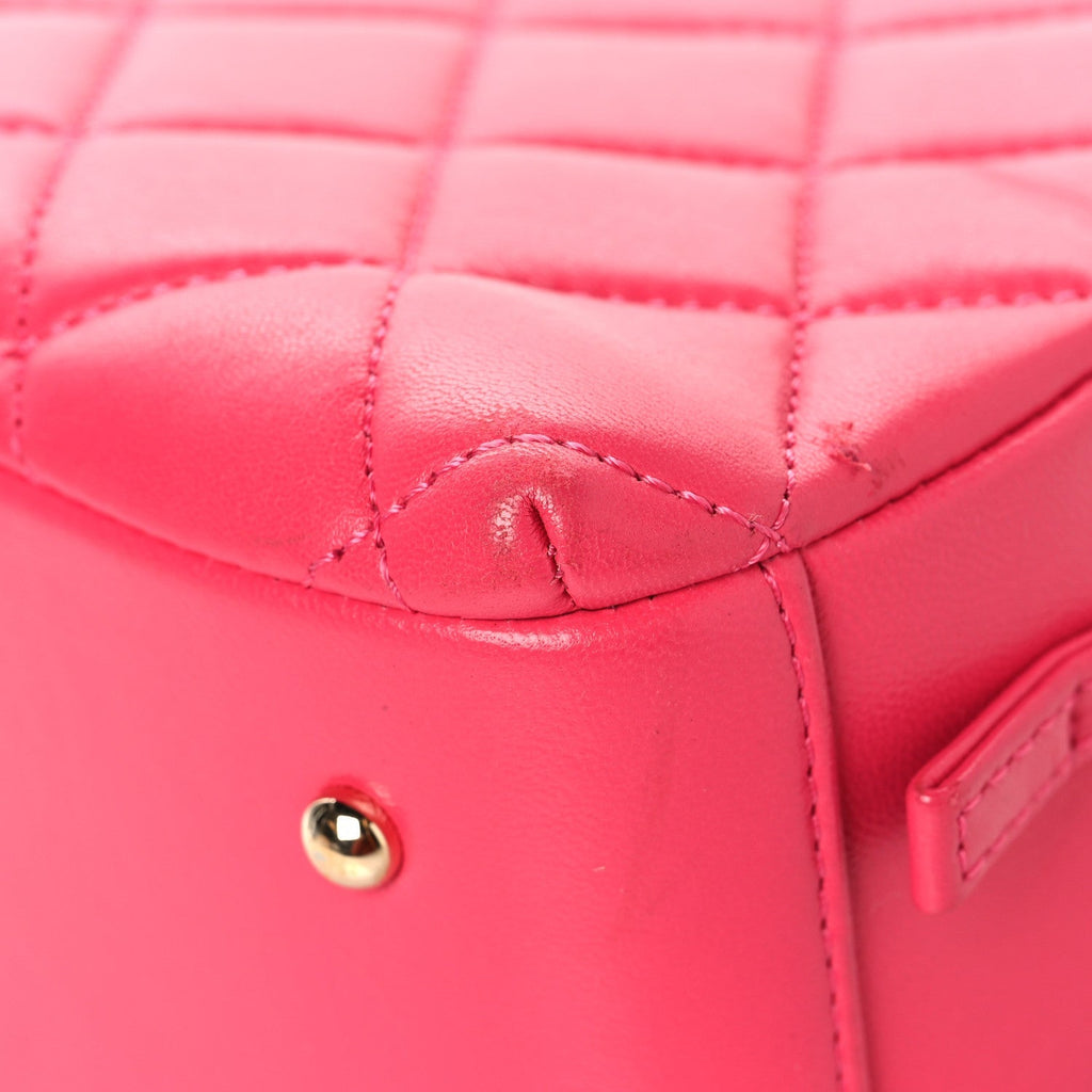 Lambskin Quilted Small Trendy CC Bowling Bag Pink