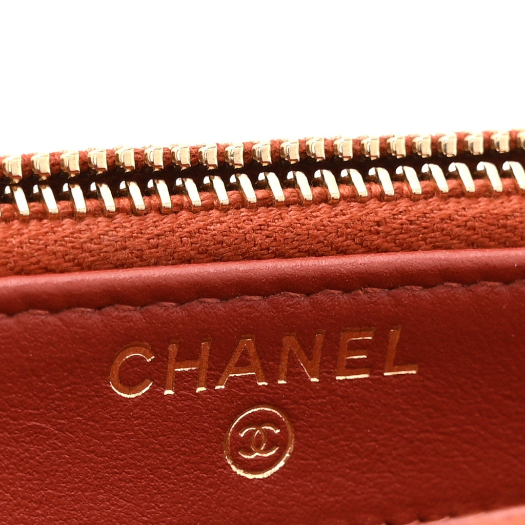 Lambskin Quilted Small Boy Clutch With Chain Orange