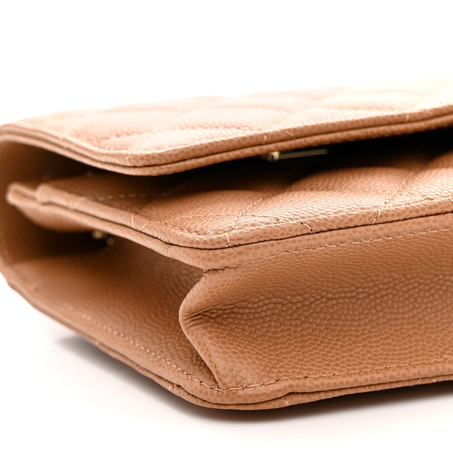 Caviar Quilted Wallet on Chain WOC Dark Beige