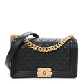 Calfskin Quilted Medium Boy Flap Black
