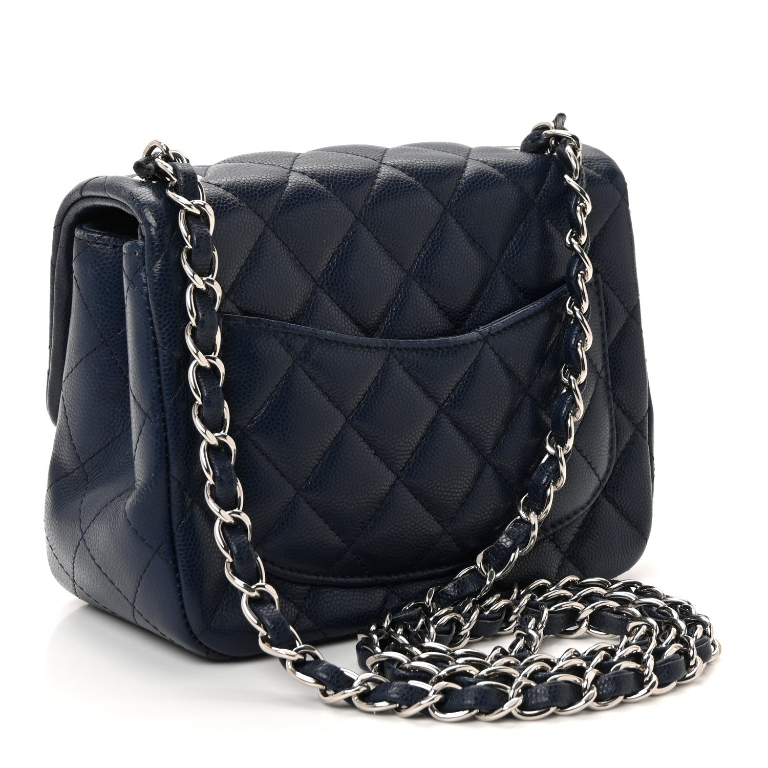 Caviar Quilted Mini Square Flap Navy
