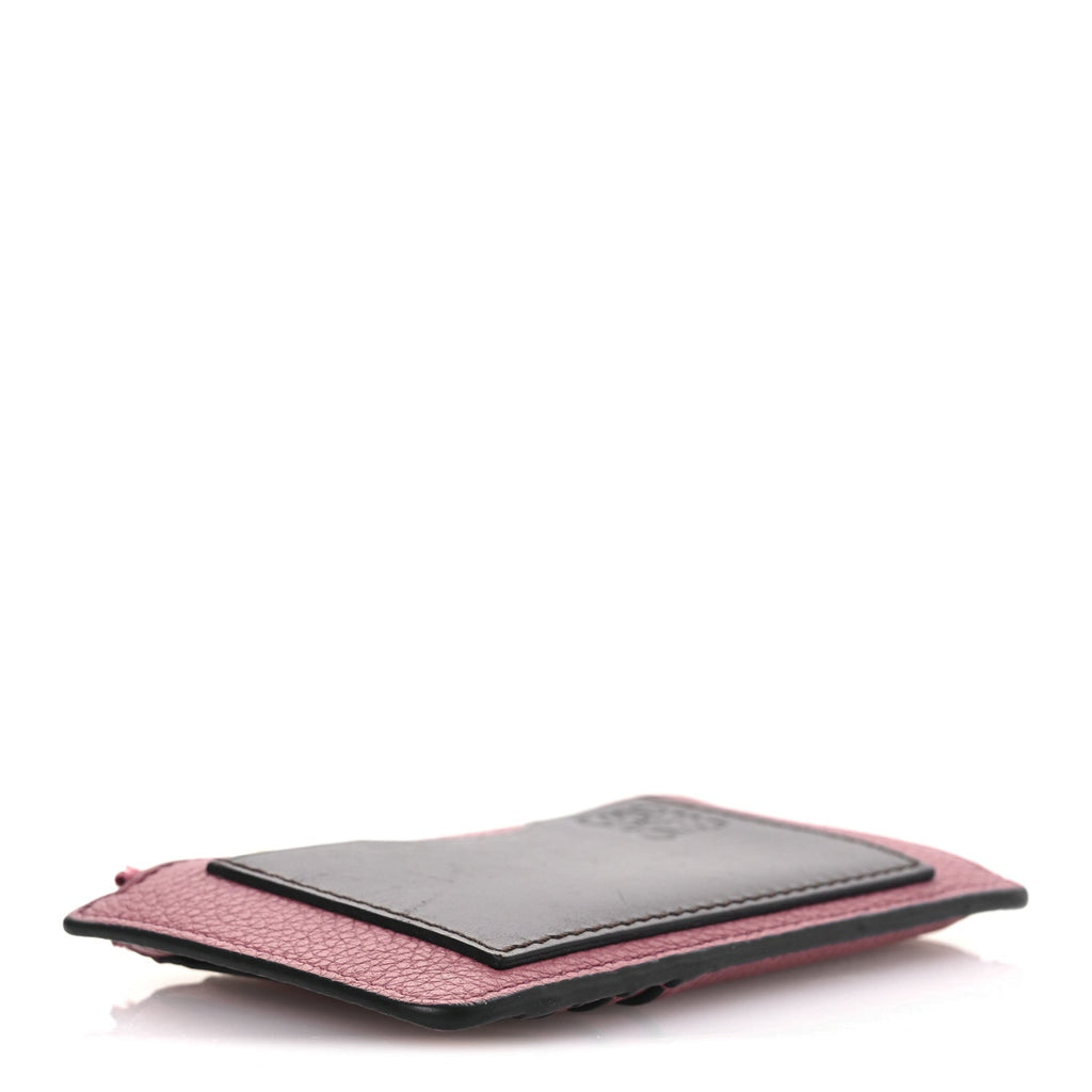 Soft Grained Calfskin Coin Card Holder Plumrose Ebony