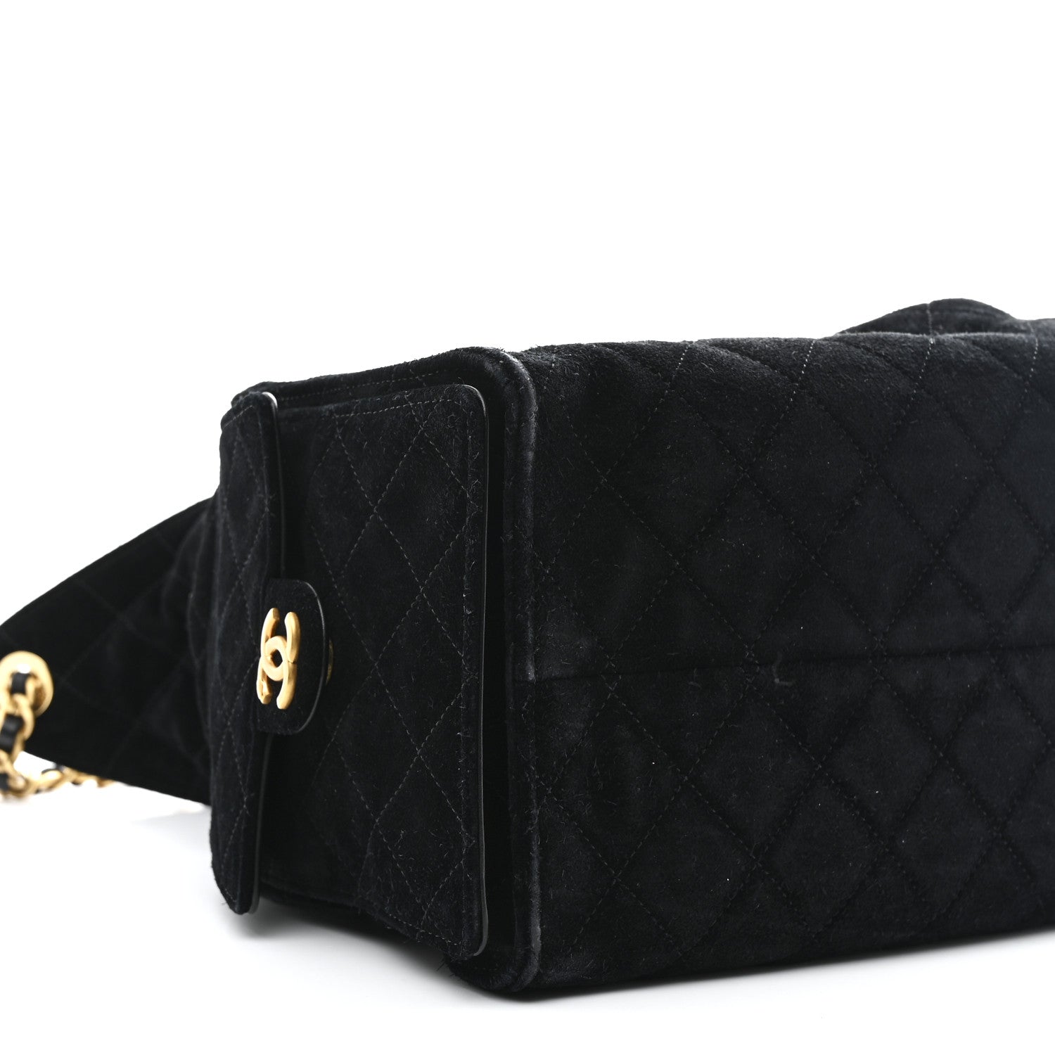 Suede Quilted Medium Chanel 25 Handbag Black