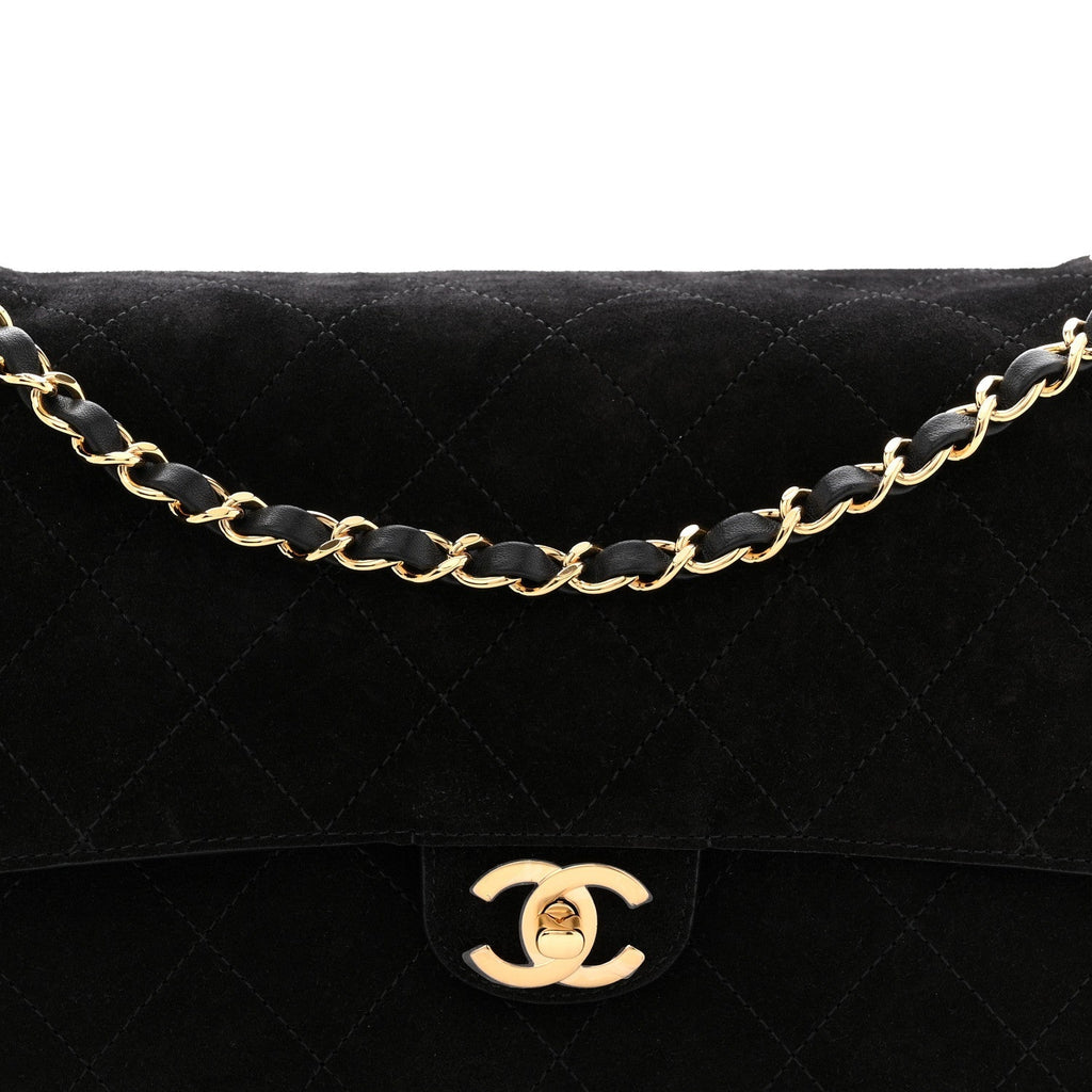 Suede Calfskin Small Souplissimo Maxi Flap Black