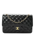 Caviar Quilted Jumbo Double Flap Black