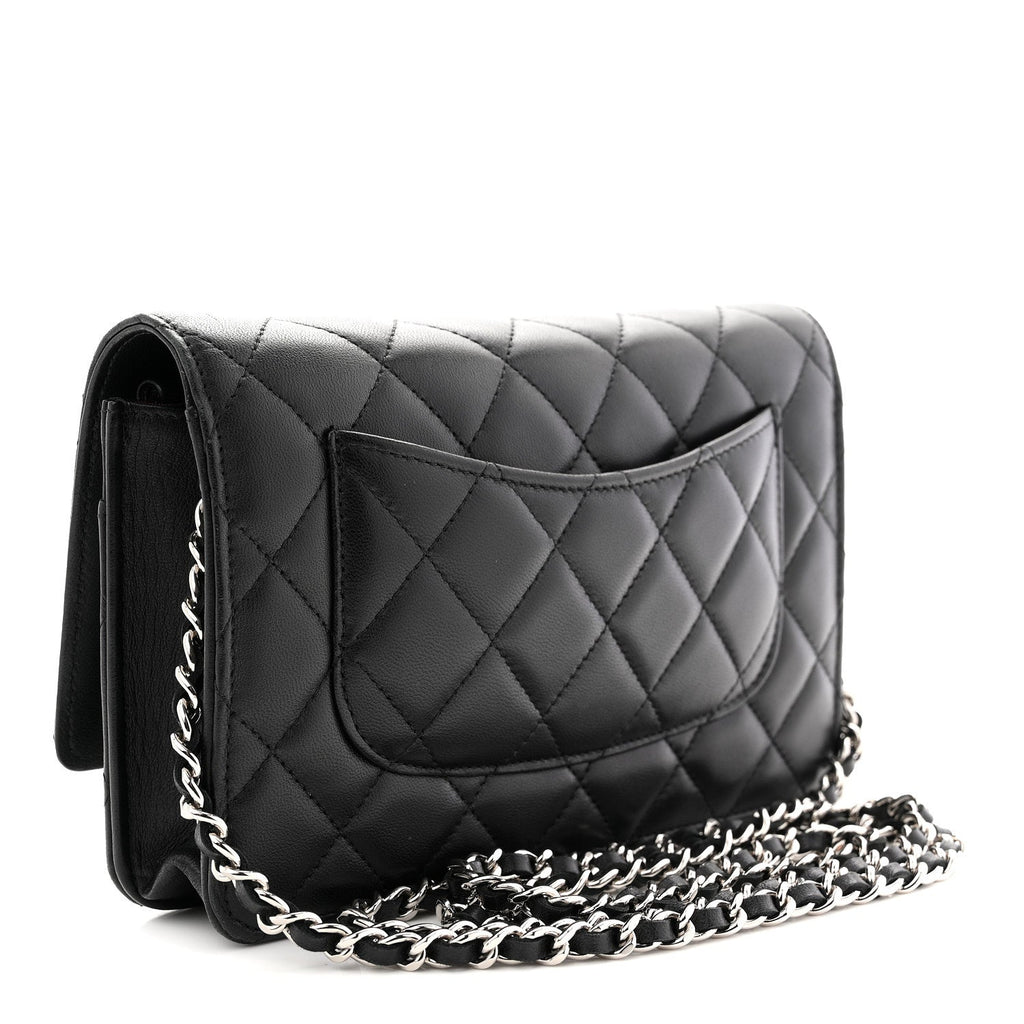 Lambskin Quilted Wallet On Chain WOC Black