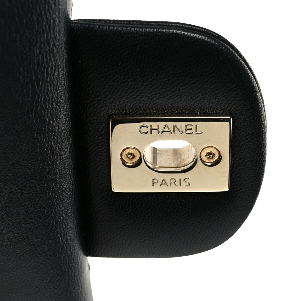 Lambskin Quilted Mini Rectangular Flap Black