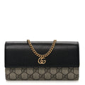 Dollar Calfskin GG Supreme Monogram Petite GG Marmont Wallet Chain Bag Black Beige Ebony