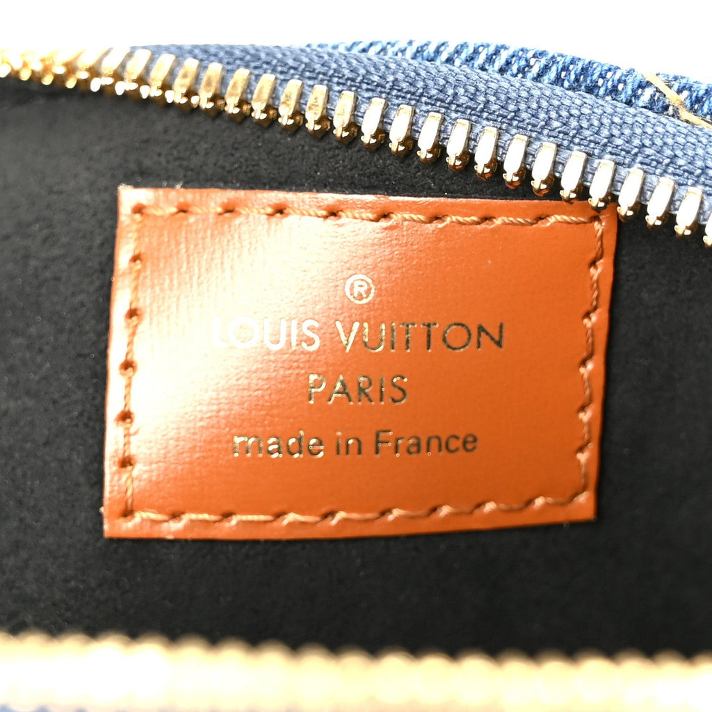 Denim Calfskin Reverse Monogram Malletage Alma BB Blue