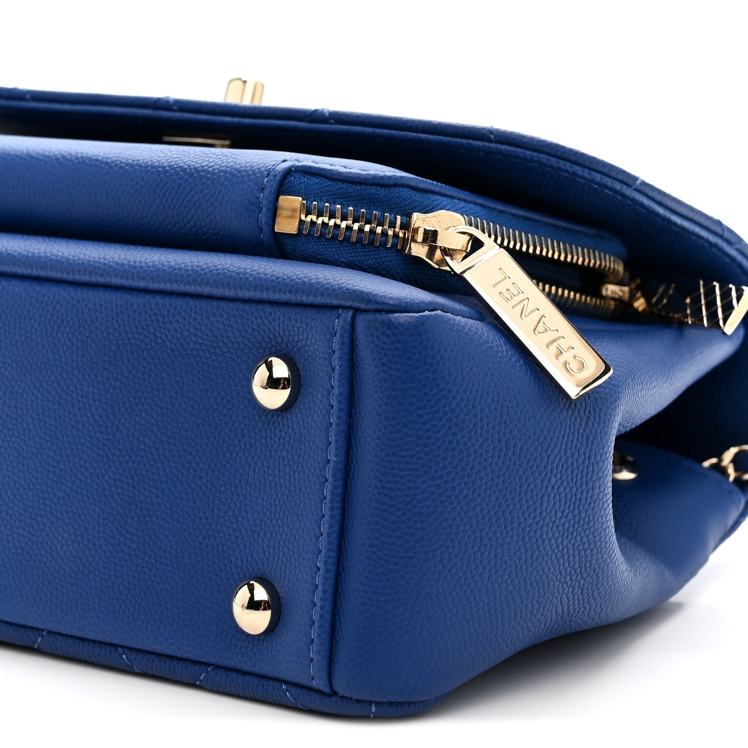 Caviar Quilted Small Business Affinity Flap Dark Blue