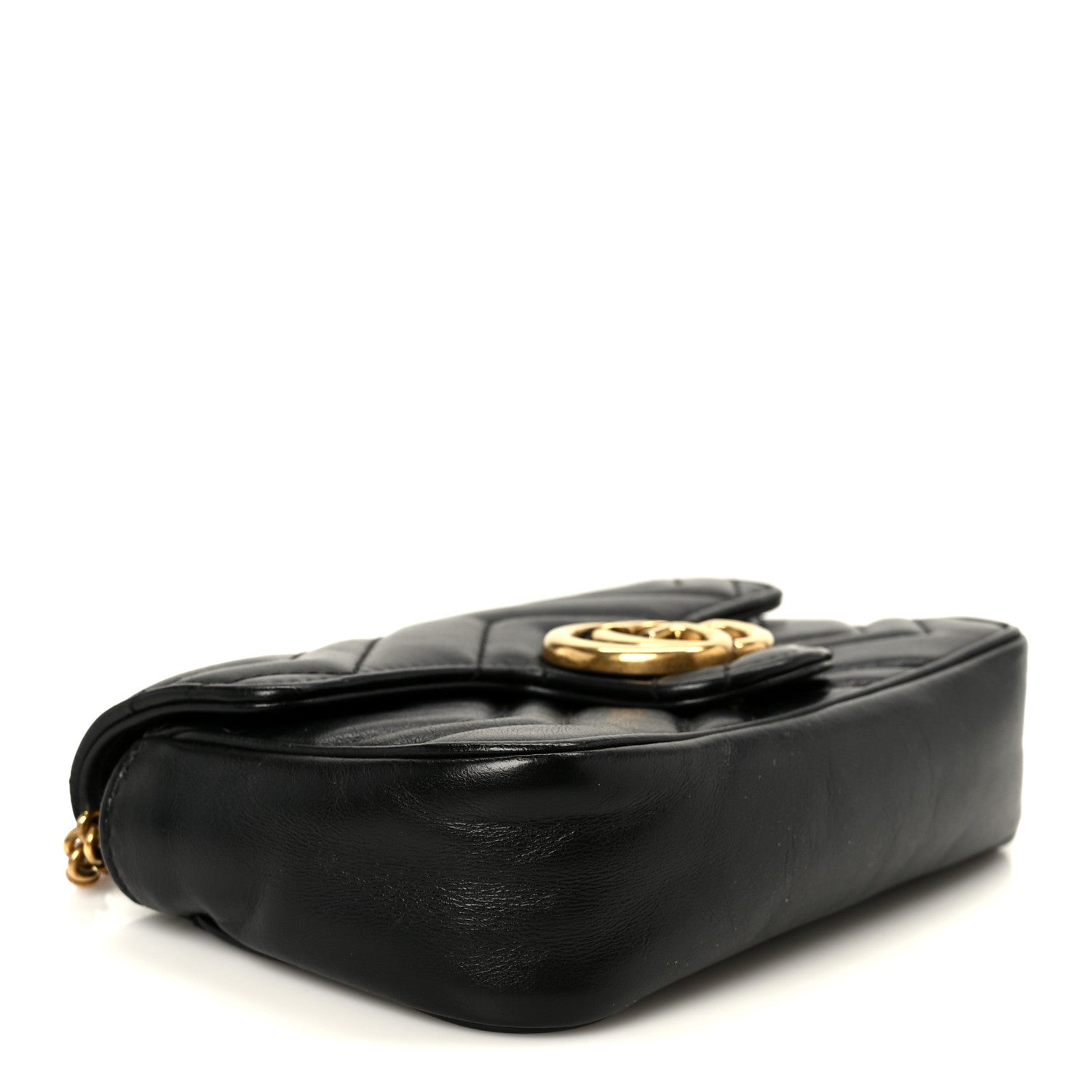 Calfskin Matelasse Super Mini GG Marmont Shoulder Bag Black