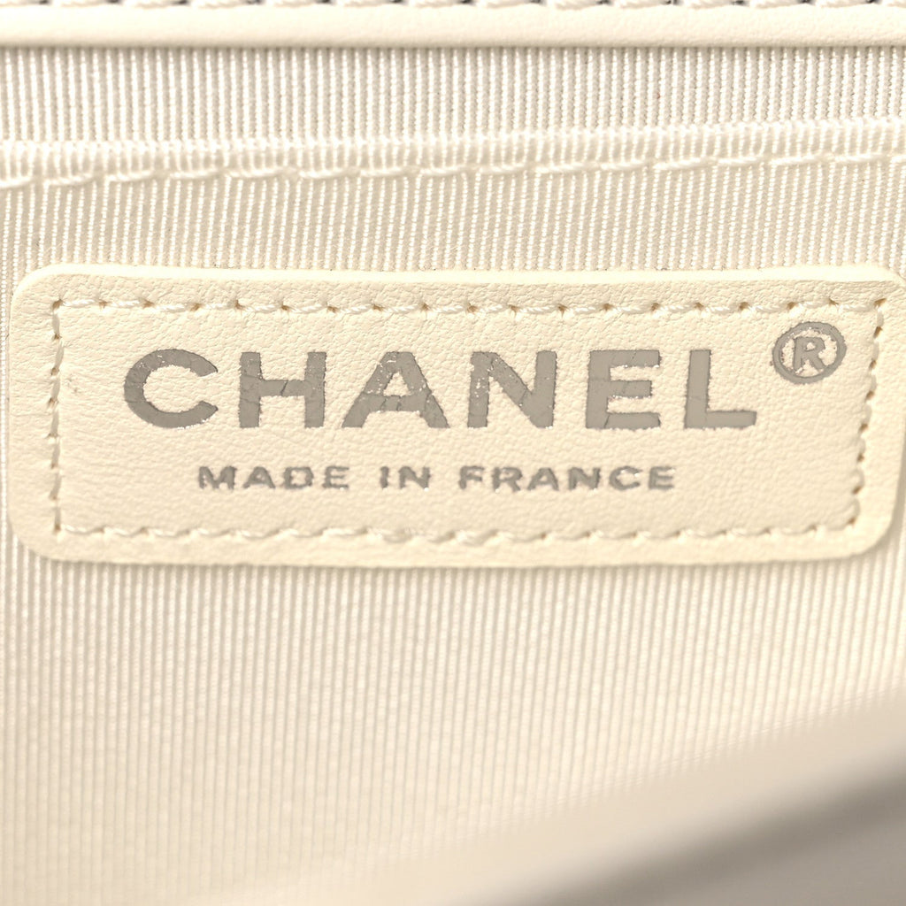 Calfskin Quilted Medium Boy Flap White