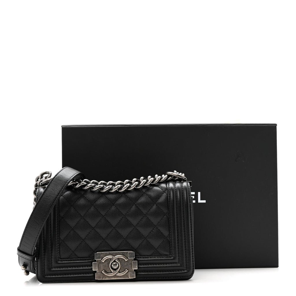 Caviar Quilted Small Boy Flap Black