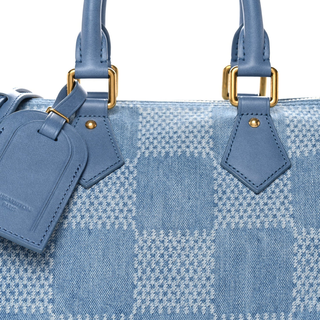 Damier Denim 3D Speedy Bandouliere 30 Denim Blue