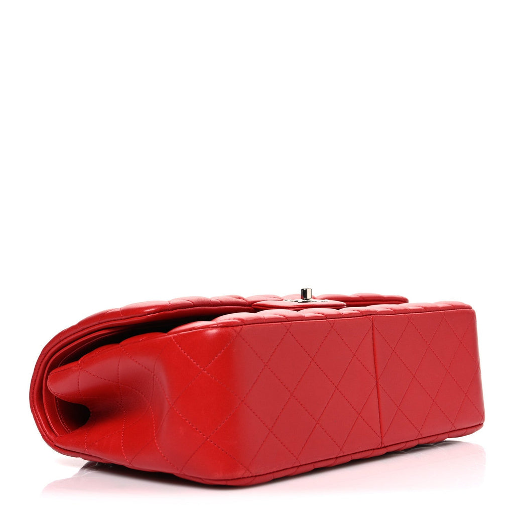 Lambskin Quilted Jumbo Double Flap Red