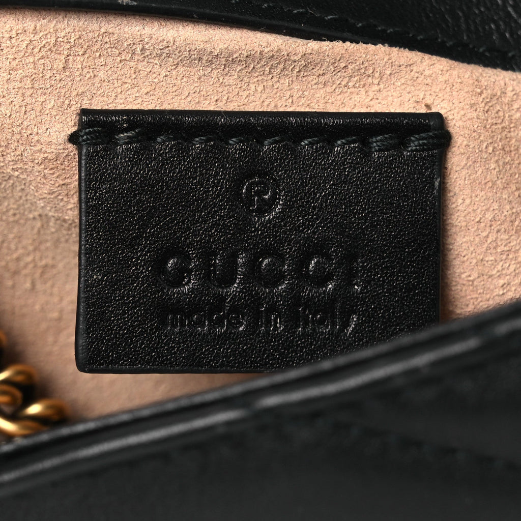 Calfskin Matelasse Super Mini GG Marmont Shoulder Bag Black