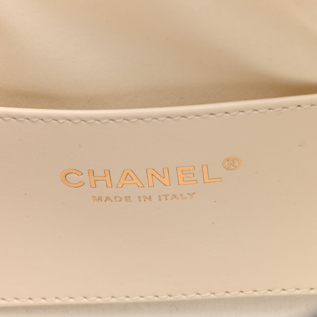 Braided Raffia Calfskin Mini Chanel 25 Handbag White Black
