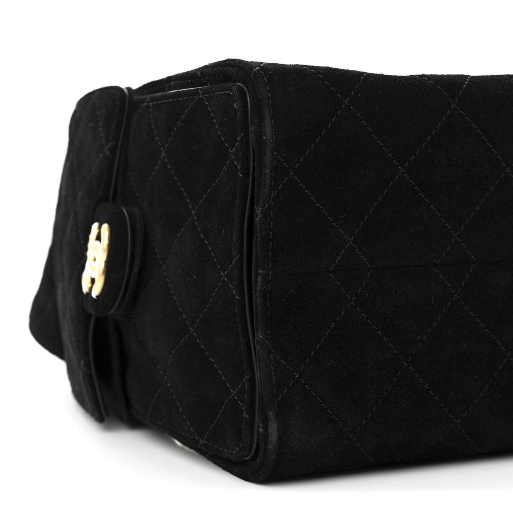 Suede Quilted Small Chanel 25 Handbag Black
