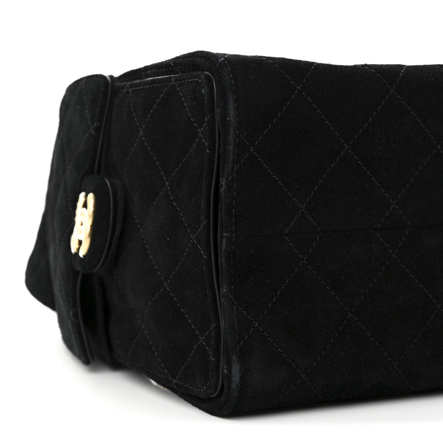 Suede Quilted Small Chanel 25 Handbag Black