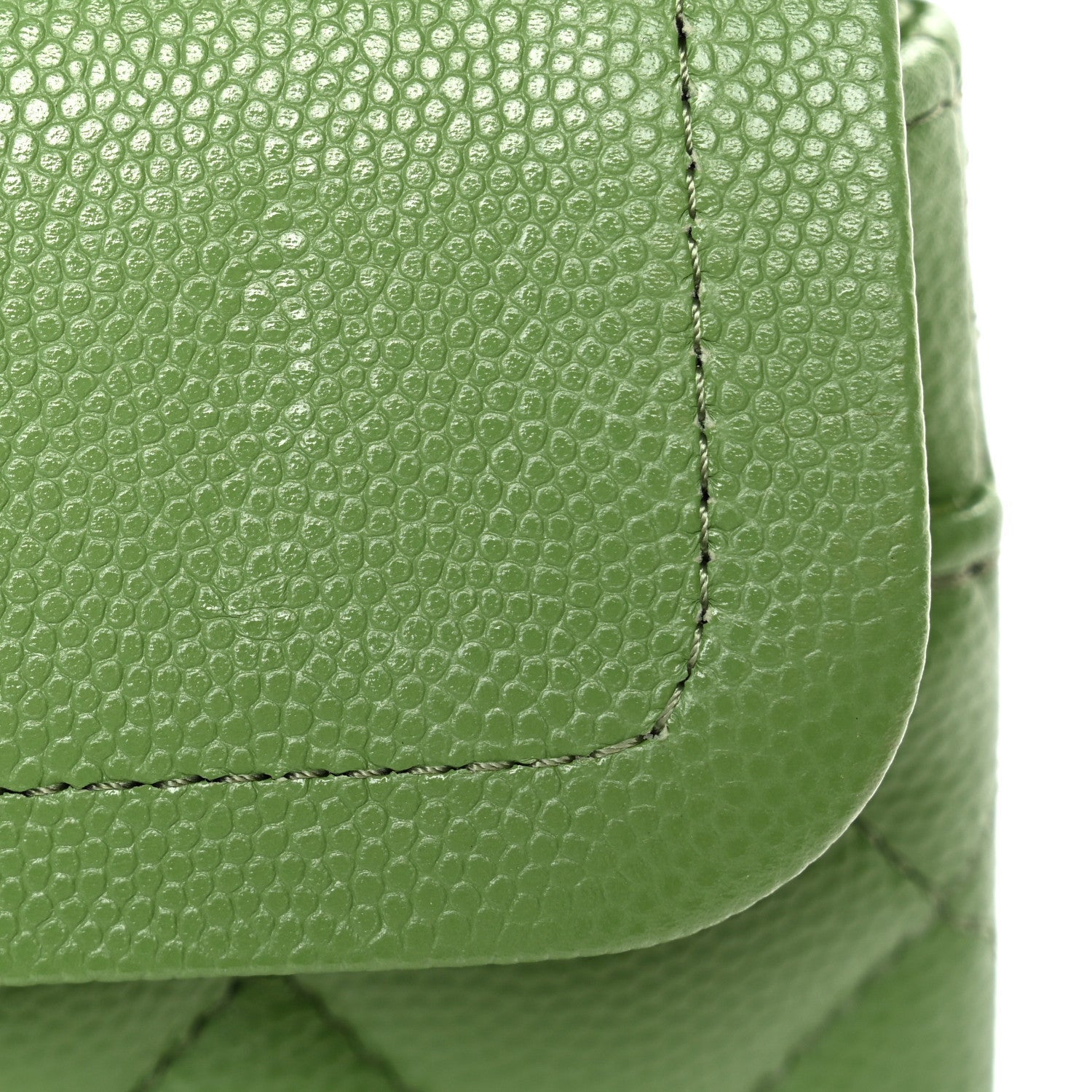 Caviar Quilted Small Double Flap Green
