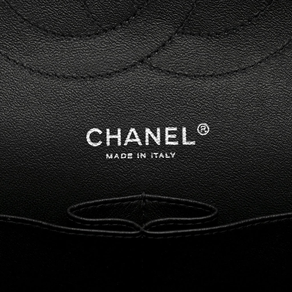Patent Quilted Jumbo Double Flap Black