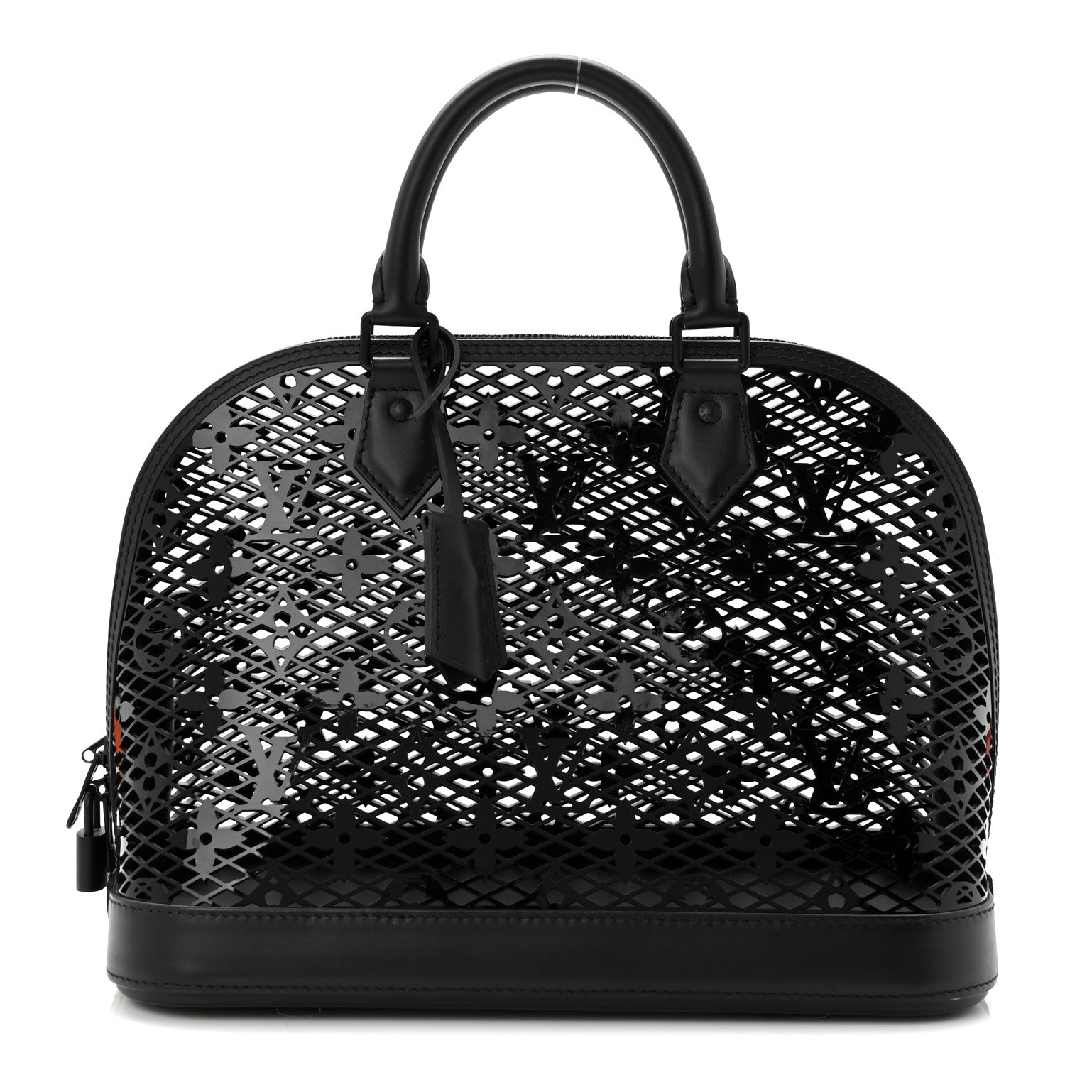 Patent Calfskin Laced Monogram Alma PM Black