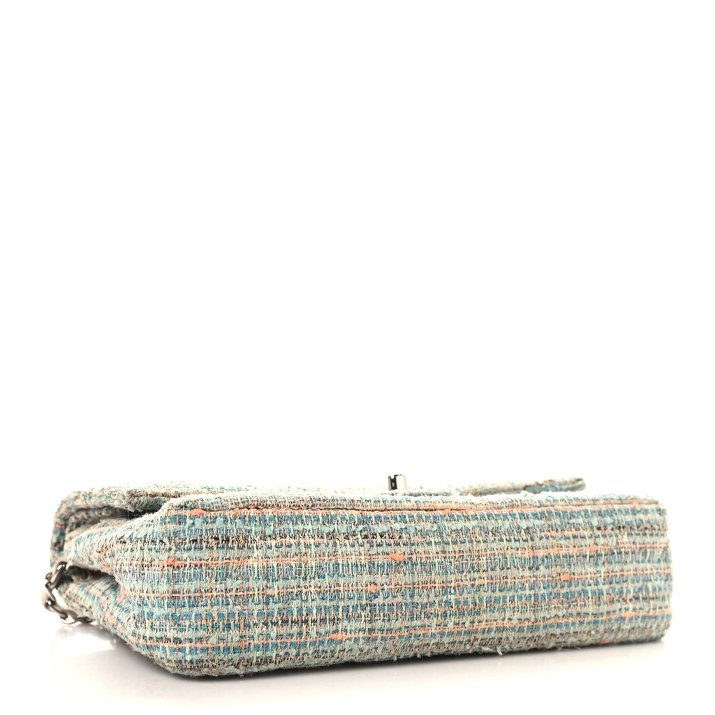 Tweed Quilted Medium Double Flap Blue Multicolor