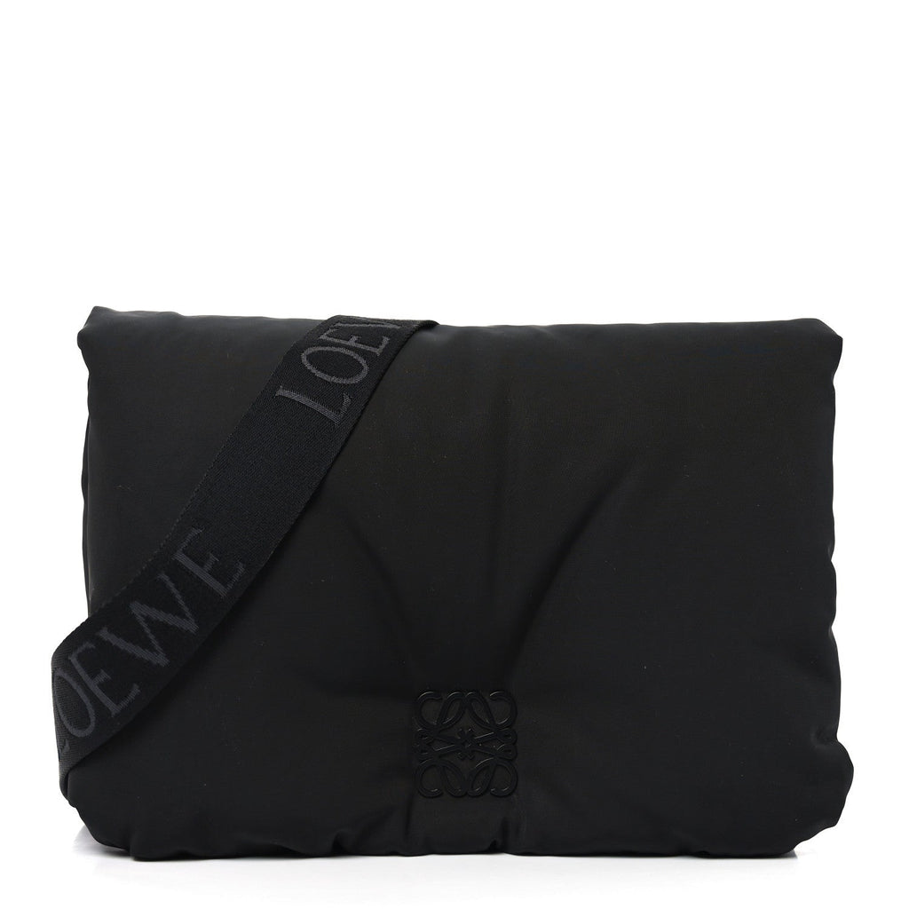 Nylon Medium Goya Puffer Bag Black